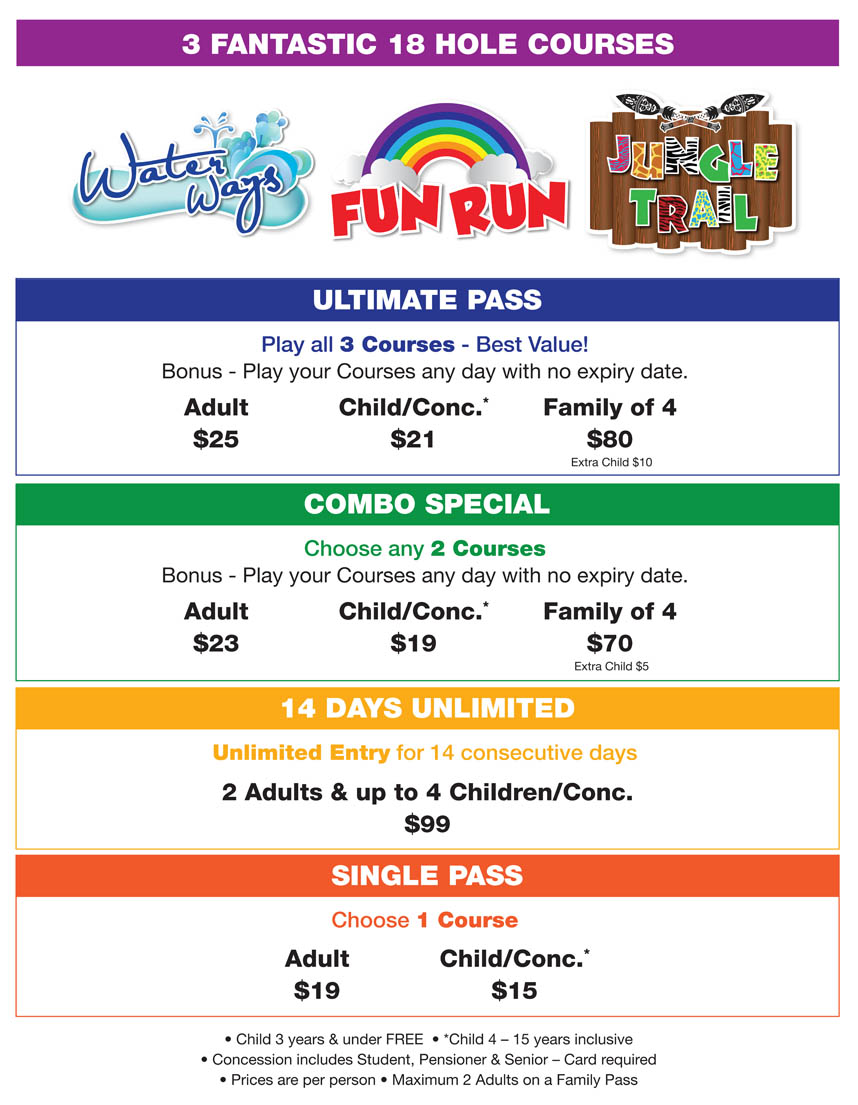 Price List | Putt Putt Golf Mermaid Beach, Mini Golf, Gold Coast ...